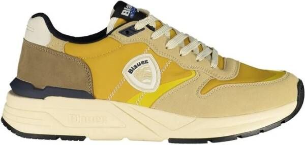 Blauer Mosterdgele Sneaker met Handtekeninglogo