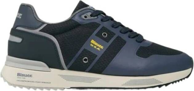 Blauer Blauwe herenschoenen van stof en imitatieleer Blauw Heren - Foto 4