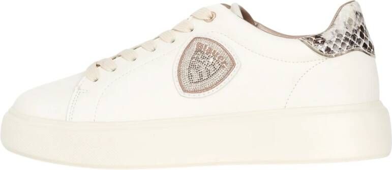 Blauer Python Print Lage Profiel Sneakers