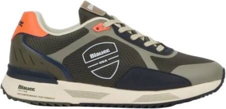 Blauer Groene Sportsneaker met Contrasterende Details Multicolor Heren