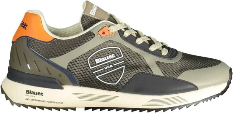 Blauer Groene Sportsneaker met Contrasterende Details Multicolor Heren