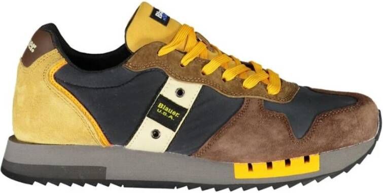 Blauer Bruine Suède en Grijze Stoffen Sneaker Queens Model Brown Heren