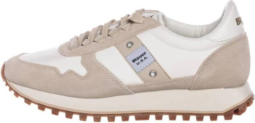 Blauer Beige Sneaker met Contrastdetails Beige Dames