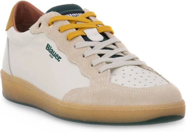 Blauer Heren Sneaker Murray van leer wit groen geel White Heren - Foto 2