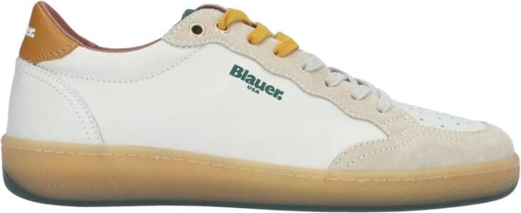 Blauer Heren Sneaker Murray van leer wit groen geel White Heren