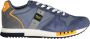 Blauer Blauwe Vetersneakers met Contrasterende Details Blue Heren - Thumbnail 2