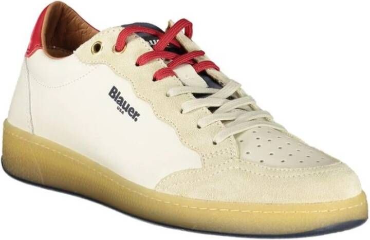 Blauer Sportieve Leren Sneakers met Dubbele Sluiting