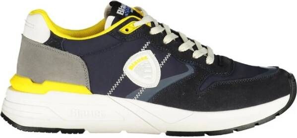 Blauer Sportieve Modieuze Sneakers met Gele Accenten