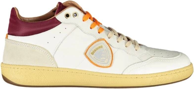 Blauer Sportieve Witte Sneakers voor Heren met Contrastdetails White Heren