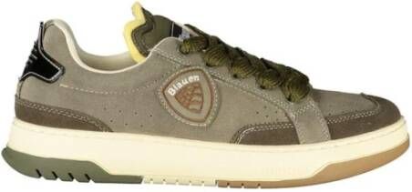 Blauer Stijlvolle leren sneakers met contrasterende details