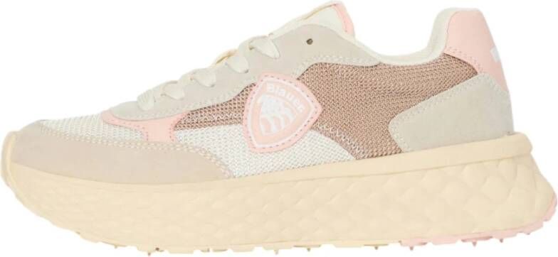 Blauer Suède Dames Sneakers met Hoge Rubberen Zool