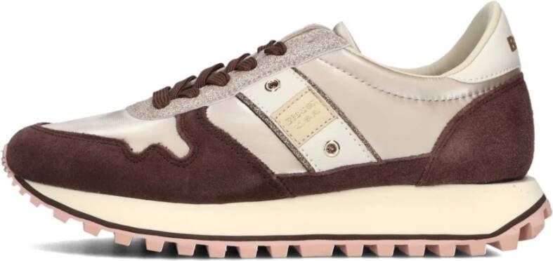 Blauer Taupe Leren Dames Sneakers Millen03