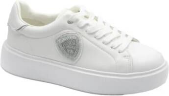 Blauer Witte Polyester Sneaker met Sportieve Details White Dames - Foto 2
