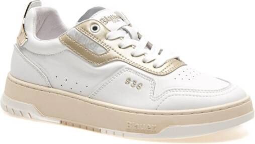 Blauer Witte Platinum Leren Sneakers voor Vrouwen White Dames