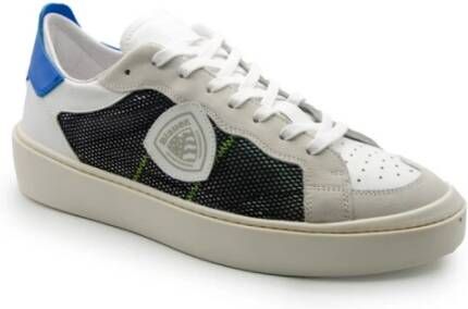 Blauer Witte en blauwe stoffen leren schoenen Multicolor Heren