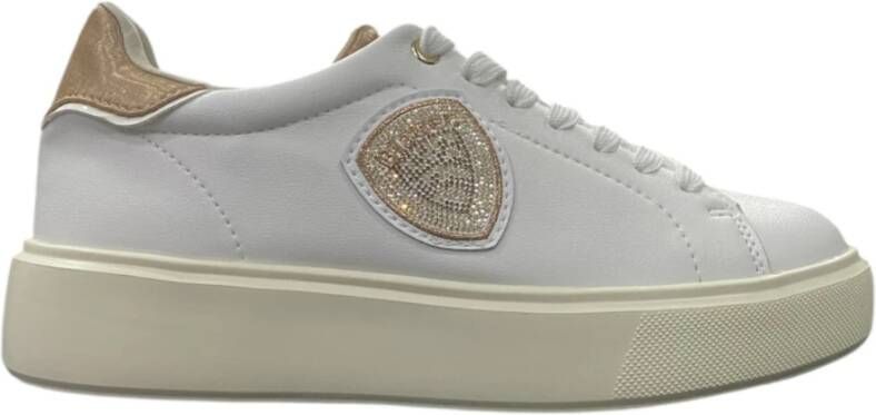 Blauer Witte lage sneakers