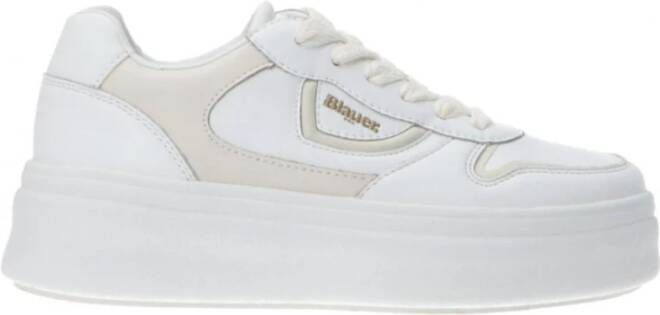 Blauer Witte lage sneakers