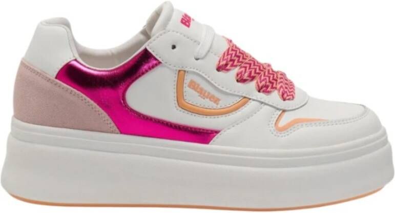 Blauer Witte lage sneakers Fuxia
