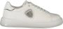 Blauer Witte Leren Dames Sneaker met Rhinestone Accents - Thumbnail 1