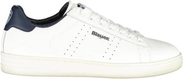 Blauer Leren Vetersluiting Heren Sneakers