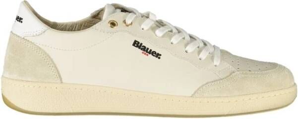 Blauer Witte Leren Heren Sneaker