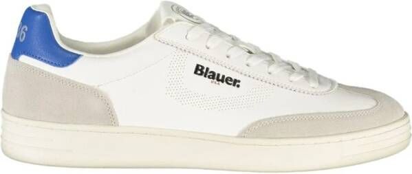 Blauer Witte Leren Heren Sneaker