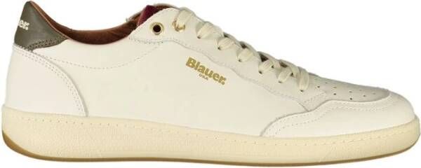 Blauer Witte Leren Heren Sneaker