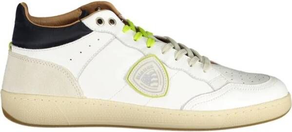 Blauer Witte Leren Heren Sneaker Urban Luxe