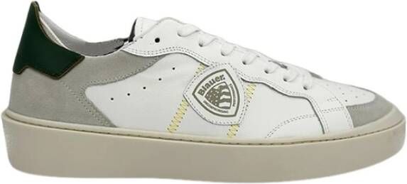 Blauer Witte Leren Sneaker Staten Model Multicolor Heren