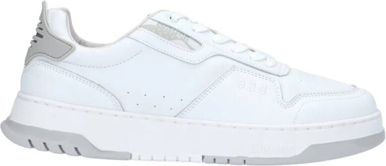 Blauer Witte Leren Sneakers Wit Heren