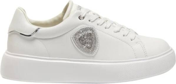 Blauer Witte Polyester Sneaker met Sportieve Details White Dames - Foto 5