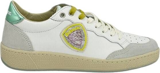 Blauer Witte Olympia Sneakers met Kleurrijke Details