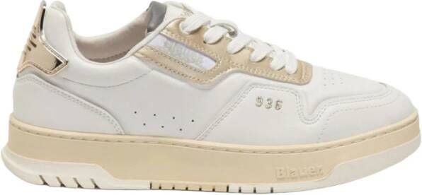 Blauer Witte Platinum Leren Sneakers voor Vrouwen White Dames