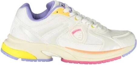 Blauer Witte polyester sneakers met contrasterende details