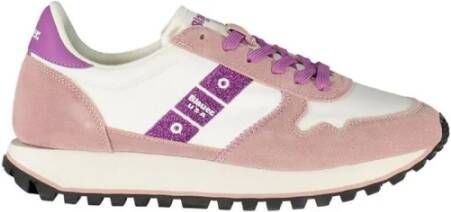 Blauer Witte Polyester Sneakers met Glitterdetail