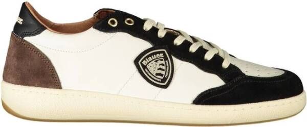 Blauer Witte Polyester Sportsneaker met Contrastdetails Multicolor Heren