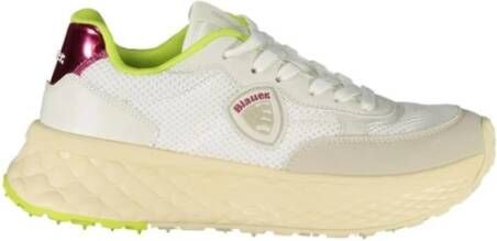 Blauer Witte Sneaker met Edgy Accenten