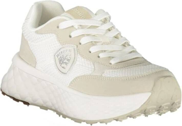 Blauer Witte sportsneakers met contrasterende details