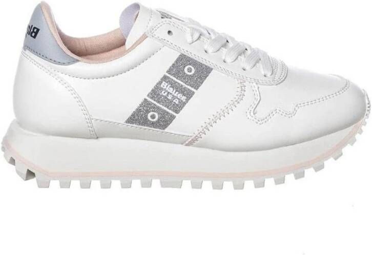 Blauer Witte Synthetische Sneakers voor Dames White Dames