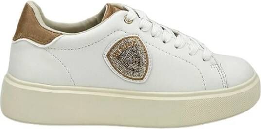 Blauer Witte Venus Sneakers met Strass Detail