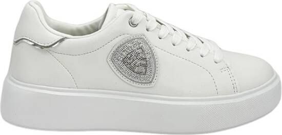 Blauer Witte Venus Sneakers met Strass Logo