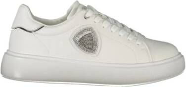 Blauer Zilveren Rhinestone Leren Sneakers