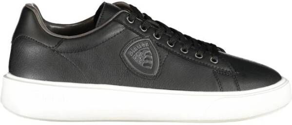 Blauer Zwarte Leren Heren Sneaker