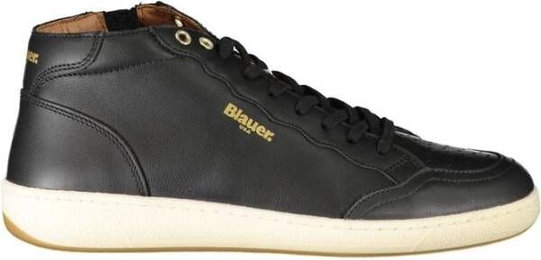 Blauer Zwarte Polyester Hoge Top Sneaker Black Heren