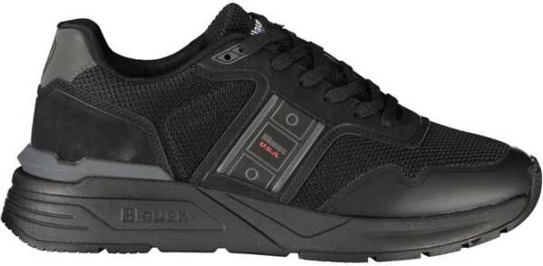 Blauer Zwarte Sportieve Sneakers met Opvallende Details