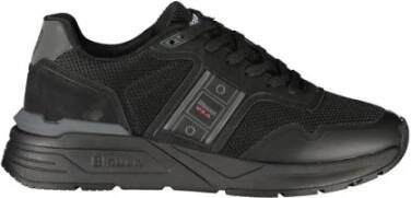Blauer Zwarte Veterschoenen met Contrasterende Details