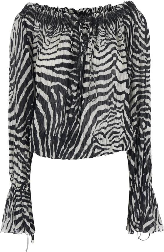 Blumarine Blouse met Zebraprint en Boot Hals