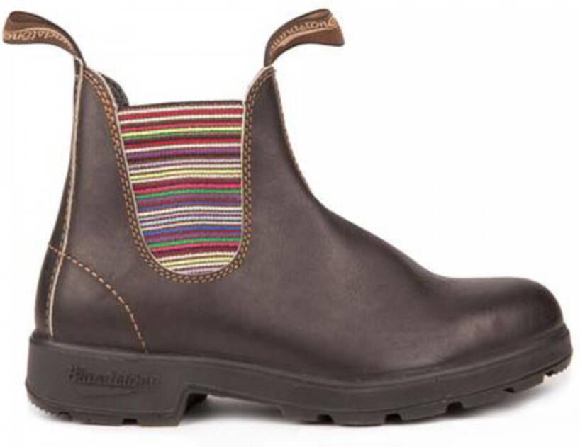 Blundstone Chelsea Stijl Enkellaarzen met Gekleurde Gestreepte Elastieken Black - Foto 9