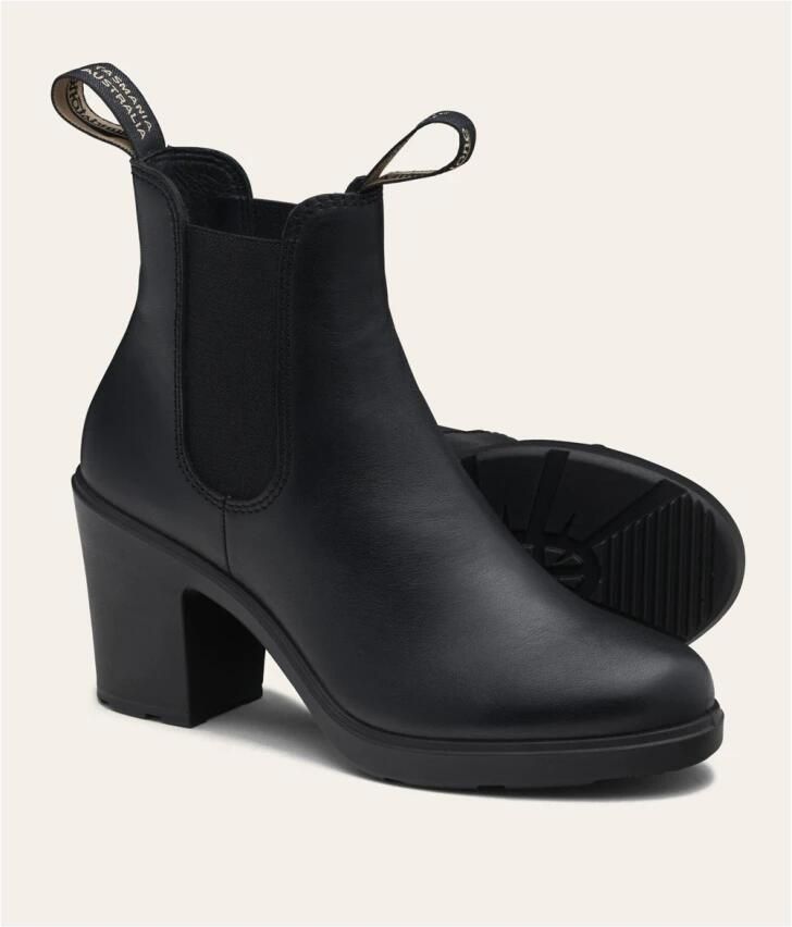 Blundstone Boots Black Water-Repellent Leather Ankle Boots With Log in zwart