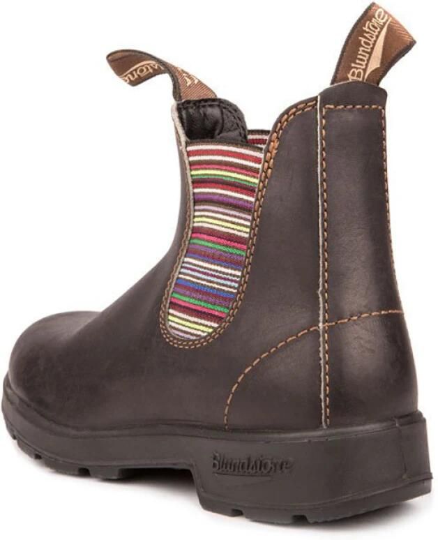 Blundstone Chelsea Stijl Enkellaarzen met Gekleurde Gestreepte Elastieken Black - Foto 9
